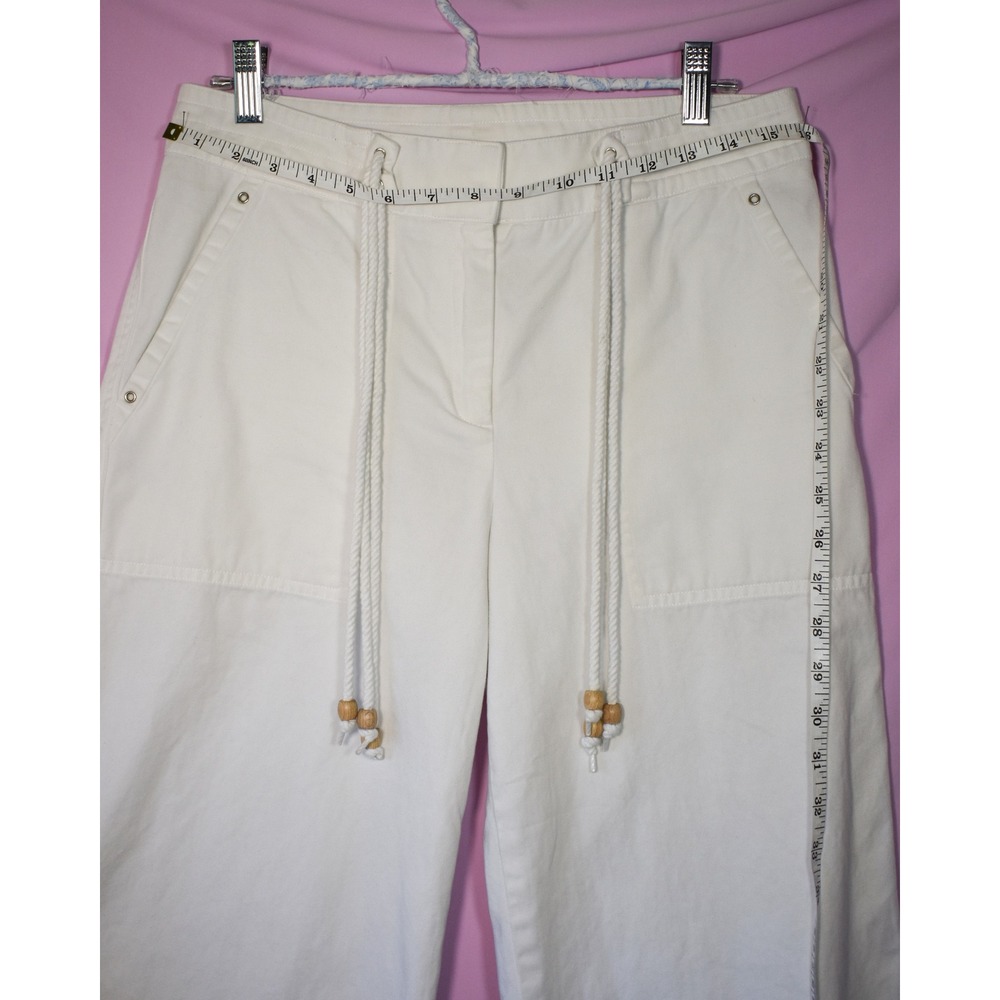 Lauren Ralph Lauren White Sailor Capri Gaucho Pants Cotton Beach 90s Size 6 - Picture 5 of 8
